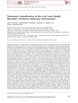 Taxonomic Classification of the Reef Coral Family Mussidae (Cnidaria: Anthozoa: Scleractinia)