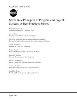 Seven Key Principles of Program and Project Success: a Best Practices Survey