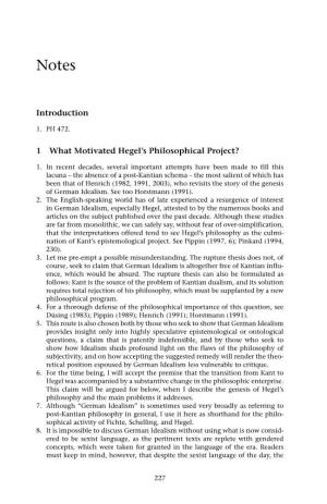 Introduction 1 What Motivated Hegel's Philosophical Project?