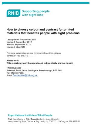 How to Choose Colour and Contrast for Printed Materials That Benefits People with Sight Problems