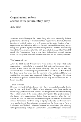 Organisational Reform and the Extra-Parliamentary Party