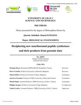 Deciphering New Nonribosomal Peptide Synthetases and Their