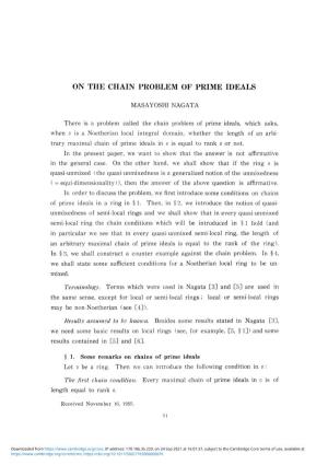 On the Chain Problem of Prime Ideals