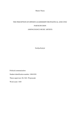 Master Thesis the PERCEPTION of OPINION LEADERSHIP FOR