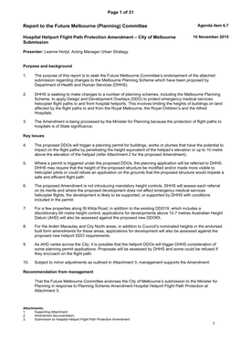 Report to the Future Melbourne (Planning) Committee Agenda Item 6.7