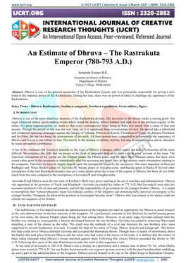 An Estimate of Dhruva – the Rastrakuta Emperor (780-793 A.D.)