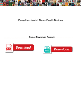 Canadian Jewish News Death Notices