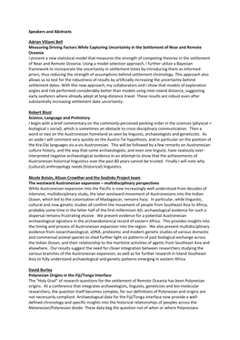 Speakers and Abstracts Adrian Viliami Bell Measuring Driving Factors While Capturing Uncertainty in the Settlement of Near and R