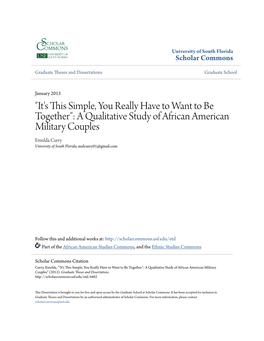 A Qualitative Study of African American Military Couples Emelda Curry University of South Florida, Melcurry01@Gmail.Com