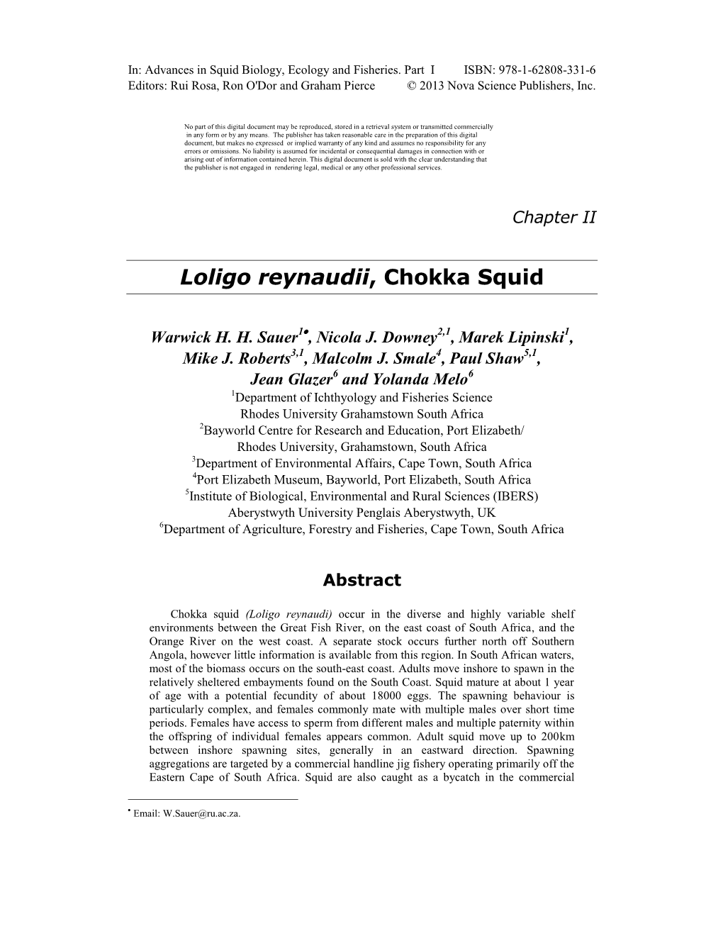 Loligo Reynaudii, Chokka Squid