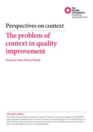 The Problem of Context in Quality Improvement