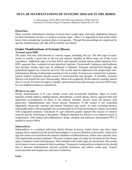 Ocular Manifestations of Systemic Disease in the Horse