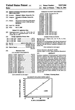 United States Patent [191 [11] Patent Number: 5,017,566 Bodor [45] Date of Patent: ' May 21, 1991
