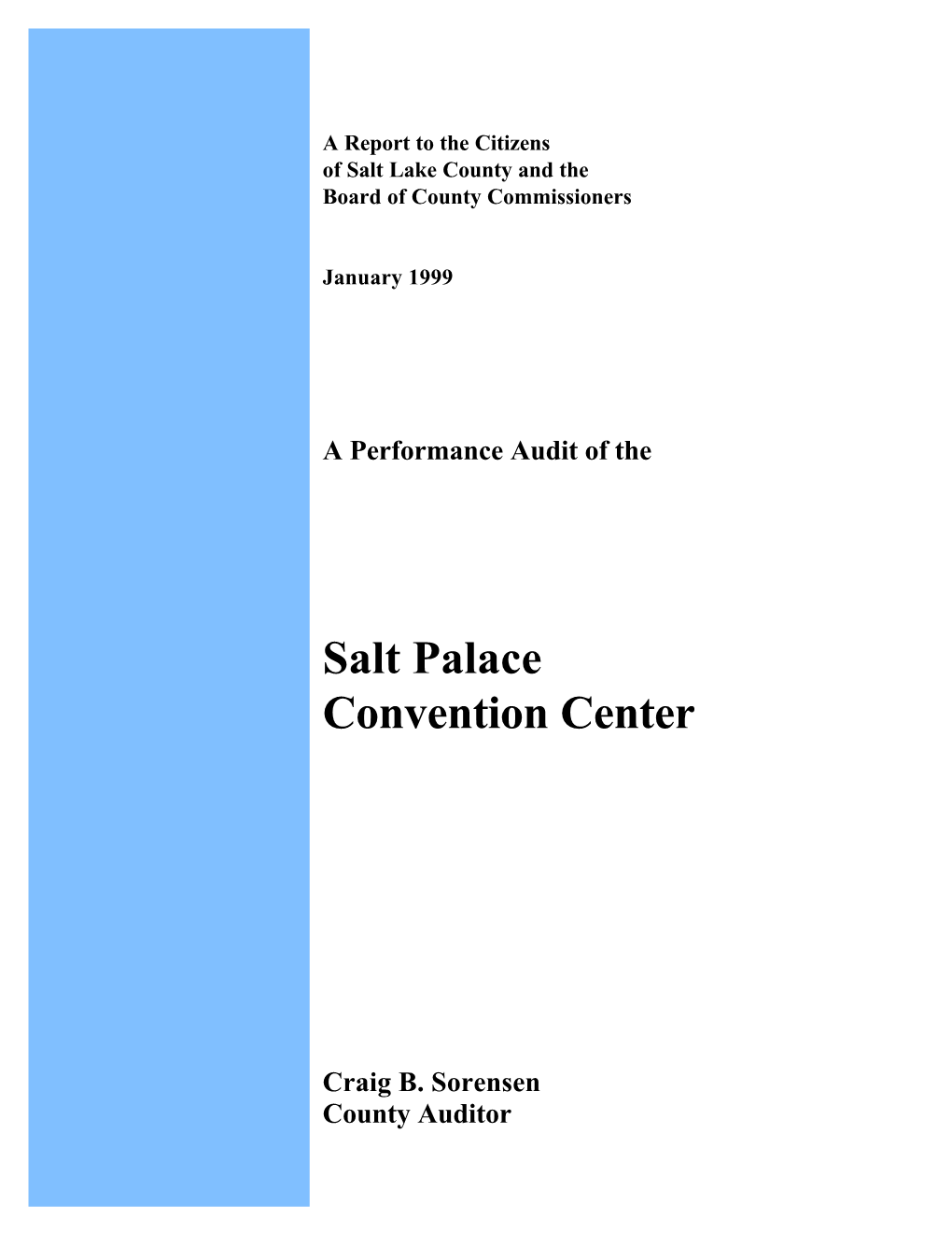 Performance Audit of Salt Palace Convention Center