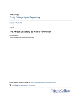 The African University As “Global” University