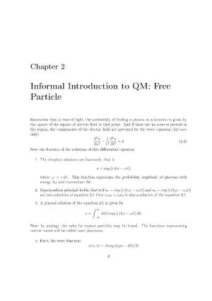 Informal Introduction to QM: Free Particle