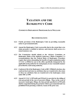 Taxation and the Bankruptcy Code