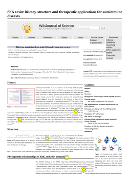 Shk Toxin: History, Structure and Therapeutic Applications for Autoimmune Diseases