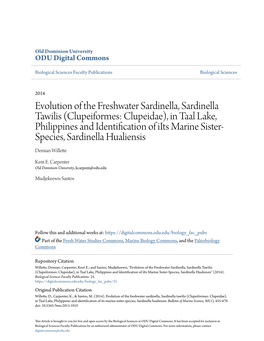Evolution of the Freshwater Sardinella, Sardinella Tawilis