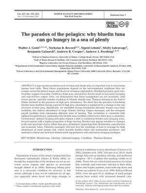 The Paradox of the Pelagics: Why Bluefin Tuna Can Go Hungry in a Sea of Plenty