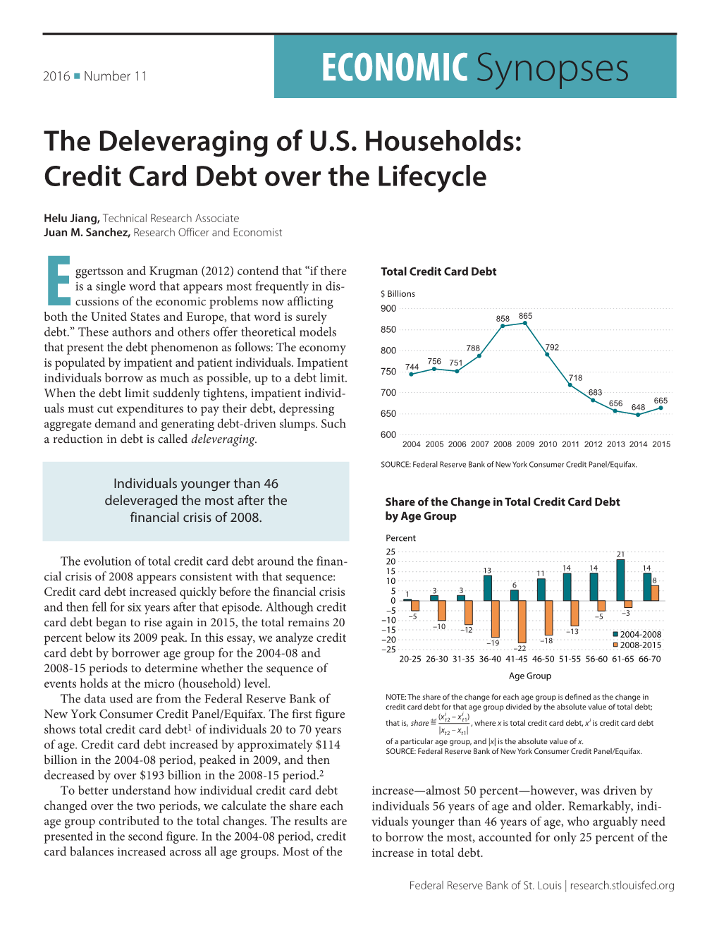 The Deleveraging of U.S. Households: Credit Card Debt Over the Lifecycle