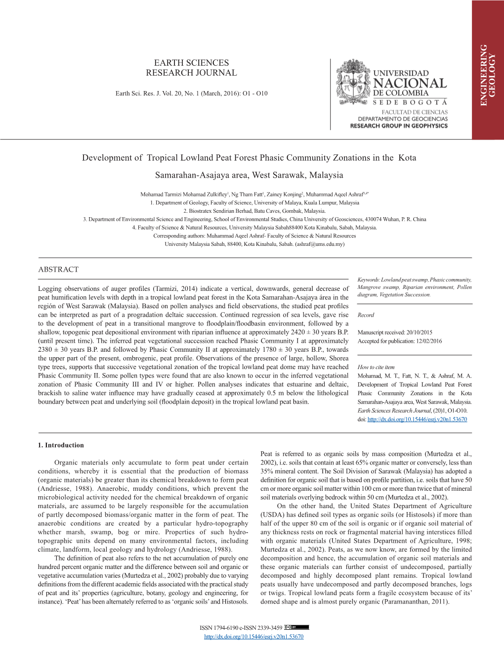 EARTH SCIENCES RESEARCH JOURNAL Development of Tropical