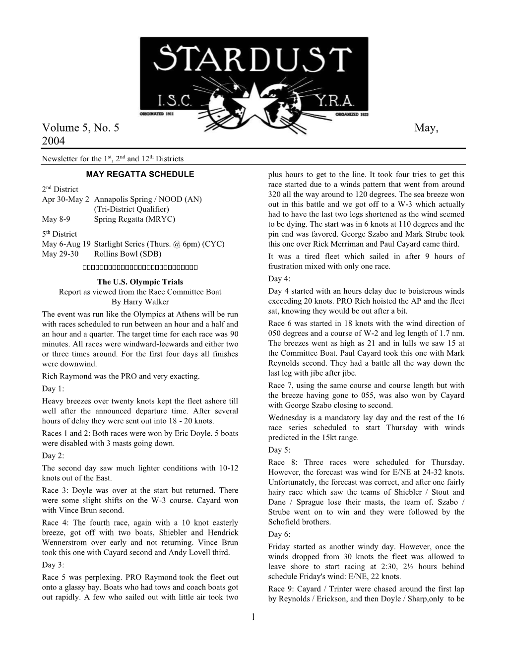 Local Star Class Newsletter