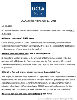 UCLA in the News July 17, 2018
