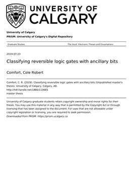 Classifying Reversible Logic Gates with Ancillary Bits