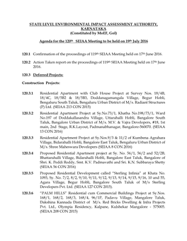 Agenda for the 120Th SEIAA Meeting T