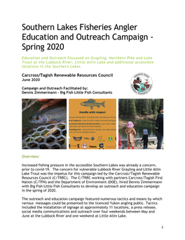 Southern Lakes Fisheries Angler Education and Outreach Campaign - Spring 2020
