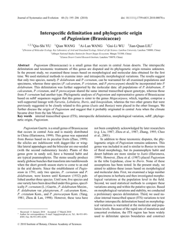 Interspecific Delimitation and Phylogenetic Origin of Pugionium