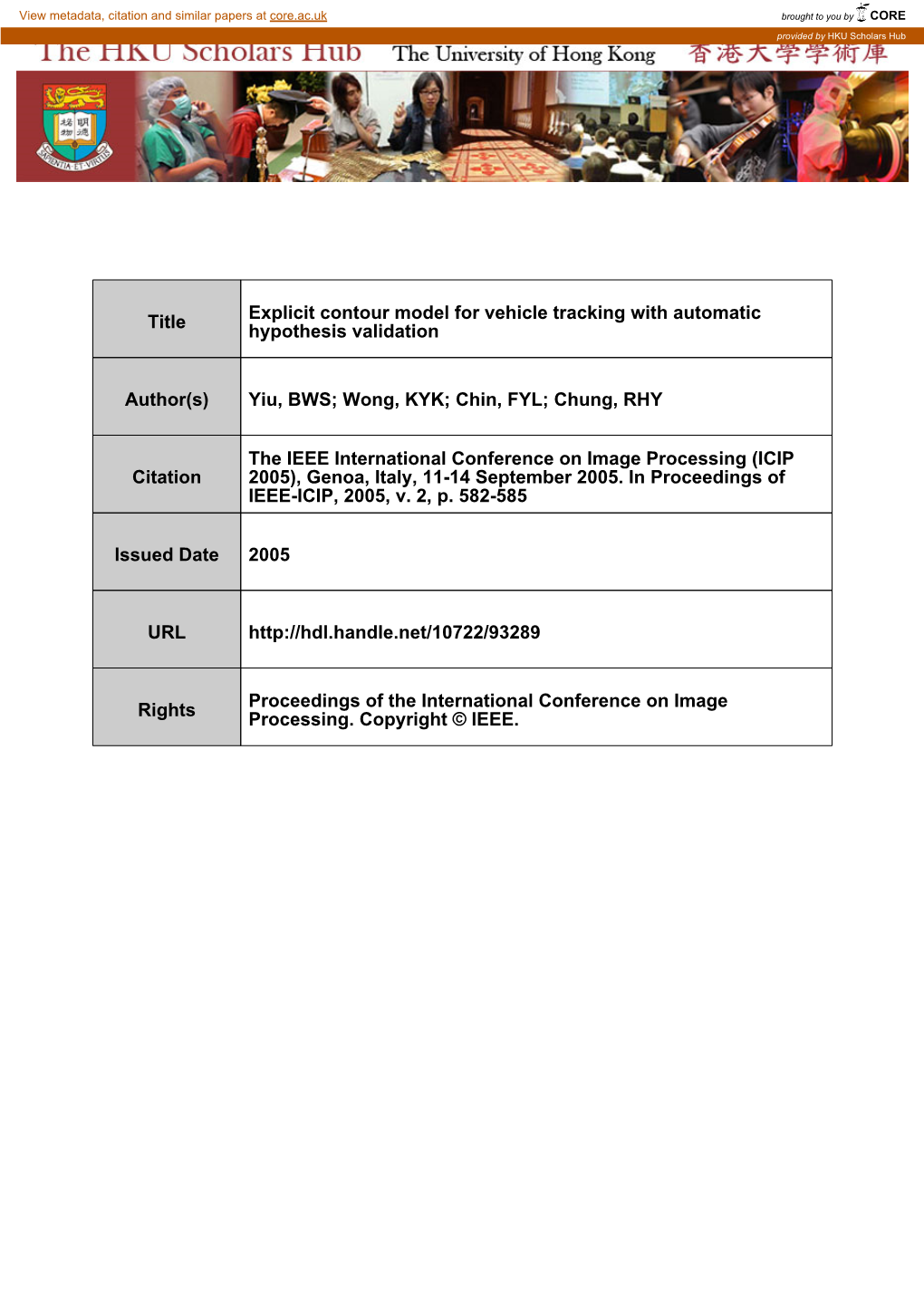 Title Explicit Contour Model for Vehicle Tracking with Automatic