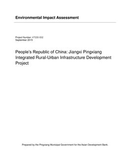 People's Republic of China: Jiangxi Pingxiang Integrated Rural-Urban