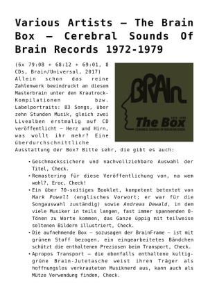 Cerebral Sounds of Brain Records 1972-1979