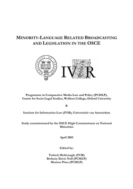 Minority-Language Related Broadcasting and Legislation in the Osce