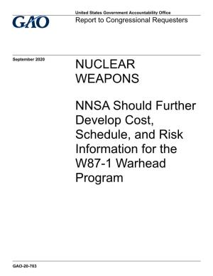 Gao-20-703, Nuclear Weapons