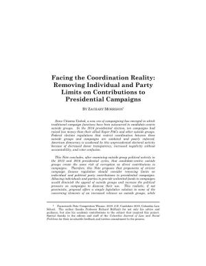Removing Individual and Party Limits on Contributions to Presidential Campaigns