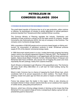 Petroleum in Comoros Islands 2004