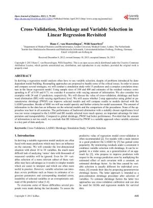 Cross-Validation, Shrinkage and Variable Selection in Linear Regression Revisited