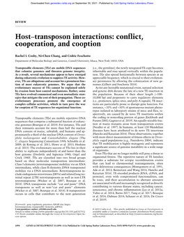 Host–Transposon Interactions: Conflict, Cooperation, and Cooption