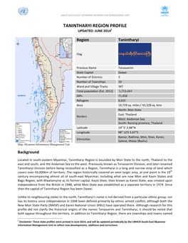 Tanintharyi Region Profile Updated: June 20141