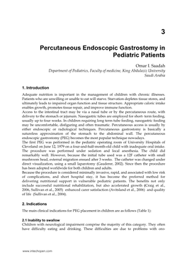 Percutaneous Endoscopic Gastrostomy in Pediatric Patients