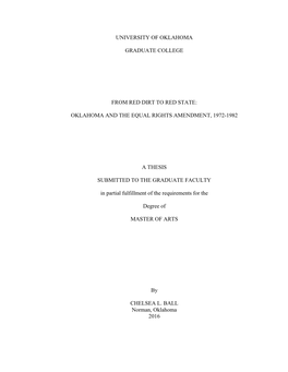 Oklahoma and the Equal Rights Amendment, 1972-1982 a Thesis