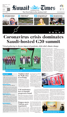 Coronavirus Crisis Dominates Saudi-Hosted G20 Summit