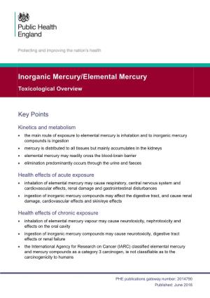 Compendium of Chemical Hazards: Mercury