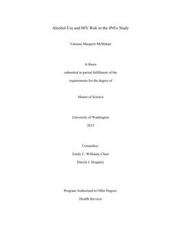 Alcohol Use and HIV Risk in the Iprex Study