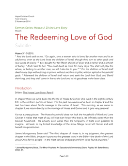 The Redeeming Love of God.Pages