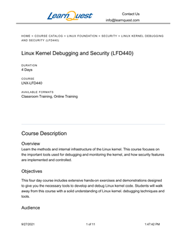 Linux Kernel Debugging and Security (Lfd440)