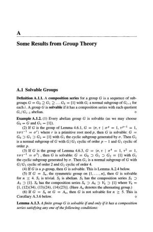 Some Results from Group Theory